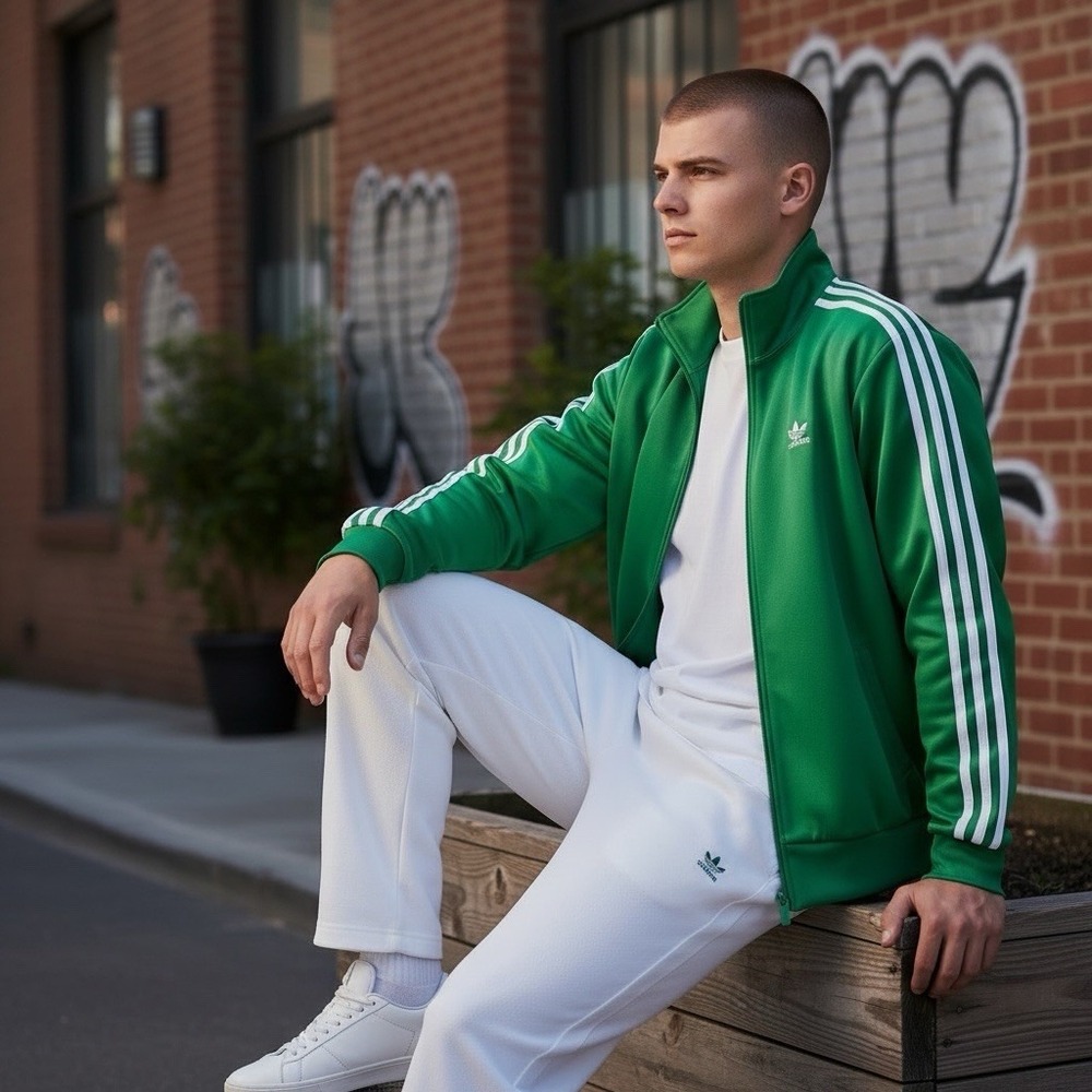 Adidas Adicolor Firebird Track Jacket Mens Size Medium Green JD0183